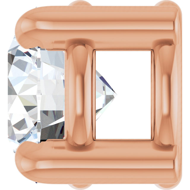 14K Gold Round Natural White Sapphire Solitaire Slide Necklace or Pendant - Rose Gold - view 6