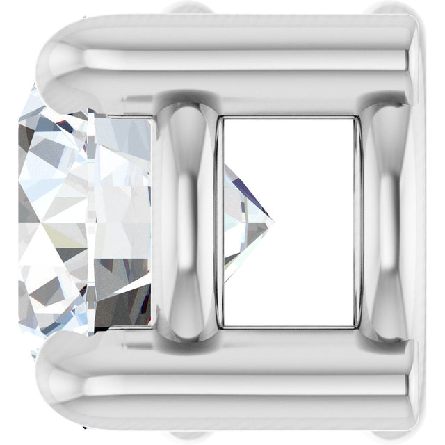 14K Gold Round Natural White Sapphire Solitaire Slide Necklace or Pendant - White Gold - view 6