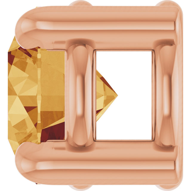 14K Gold Round Natural Citrine Solitaire Slide Necklace or Pendant - Rose Gold - view 6