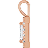 14K Gold Emerald Natural White Sapphire Halo-Style Necklace or Pendant - Rose Gold - view 6