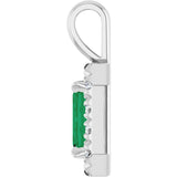 14K Gold Emerald Natural Emerald Halo-Style Necklace or Pendant - White Gold - view 6