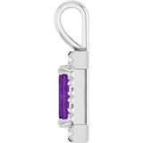 14K Gold Emerald Natural Amethyst Halo-Style Necklace or Pendant - White Gold - view 6