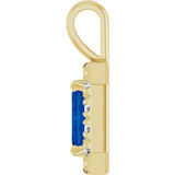 14K Gold Emerald Lab-Grown Blue Sapphire Halo-Style Necklace or Pendant - Yellow Gold - view 6