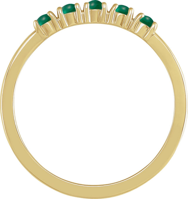 14K Gold Natural Emerald Cabochon Stackable Ring - Yellow Gold - view 4