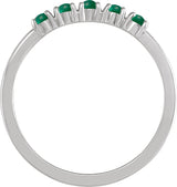 Platinum Natural Emerald Cabochon Stackable Ring - view 4