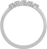 Platinum Natural Rainbow Moonstone Cabochon Stackable Ring - view 4
