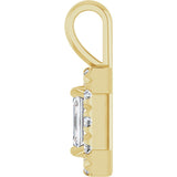 14K Gold Emerald Natural White Sapphire Halo-Style Necklace or Pendant - Yellow Gold - view 6