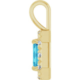14K Gold Emerald Natural Blue Zircon Halo-Style Necklace or Pendant - Yellow Gold - view 6