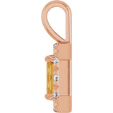 14K Gold Emerald Natural Citrine Halo-Style Necklace or Pendant - Rose Gold - view 6