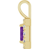 14K Gold Emerald Natural Amethyst Halo-Style Necklace or Pendant - Yellow Gold - view 6