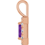 14K Gold Emerald Natural Amethyst Halo-Style Necklace or Pendant - Rose Gold - view 6