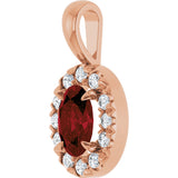14K Gold Emerald Natural Mozambique Garnet Halo-Style Necklace or Pendant - Rose Gold - view 5