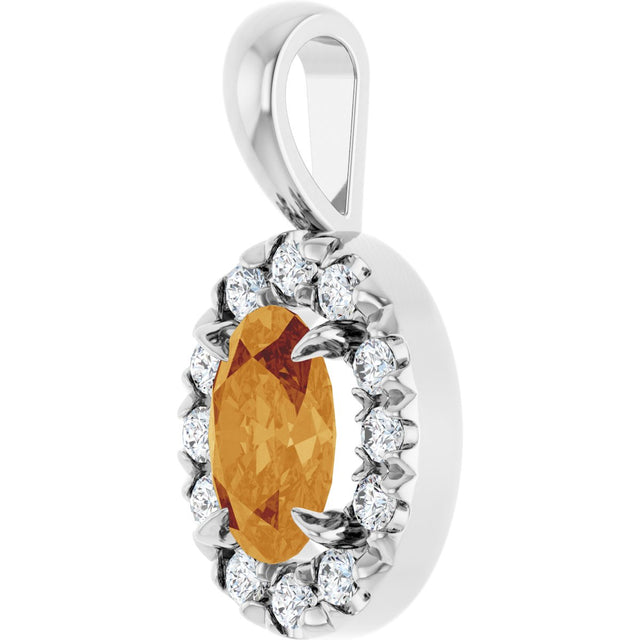 Platinum Emerald Natural Citrine Halo-Style Necklace or Pendant - view 5