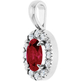 14K Gold Emerald Natural Ruby Halo-Style Necklace or Pendant - White Gold - view 5