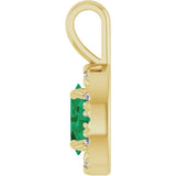 14K Gold Emerald Lab-Grown Emerald Halo-Style Necklace or Pendant - Yellow Gold - view 6