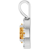 14K Gold Emerald Natural Citrine Halo-Style Necklace or Pendant - White Gold - view 6