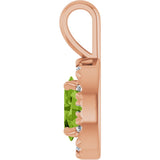 14K Gold Emerald Natural Peridot Halo-Style Necklace or Pendant - Rose Gold - view 6