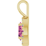 14K Gold Emerald Natural Pink Tourmaline Halo-Style Necklace or Pendant - Yellow Gold - view 6