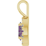 14K Gold Emerald Lab-Grown Alexandrite Halo-Style Necklace or Pendant - Yellow Gold - view 6