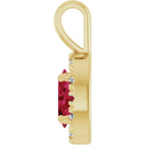 14K Gold Emerald Lab-Grown Ruby Halo-Style Necklace or Pendant - Yellow Gold - view 6