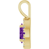 14K Gold Emerald Natural Amethyst Halo-Style Necklace or Pendant - Yellow Gold - view 6