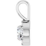 14K Gold Emerald Natural White Sapphire Halo-Style Necklace or Pendant - White Gold - view 6