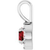 Platinum Emerald Natural Mozambique Garnet Halo-Style Necklace or Pendant - view 6