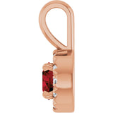 14K Gold Emerald Natural Mozambique Garnet Halo-Style Necklace or Pendant - Rose Gold - view 6