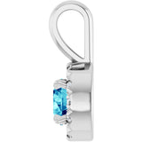 Platinum Emerald Natural Blue Zircon Halo-Style Necklace or Pendant - view 6