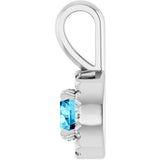 Platinum Emerald Natural Aquamarine Halo-Style Necklace or Pendant - view 6