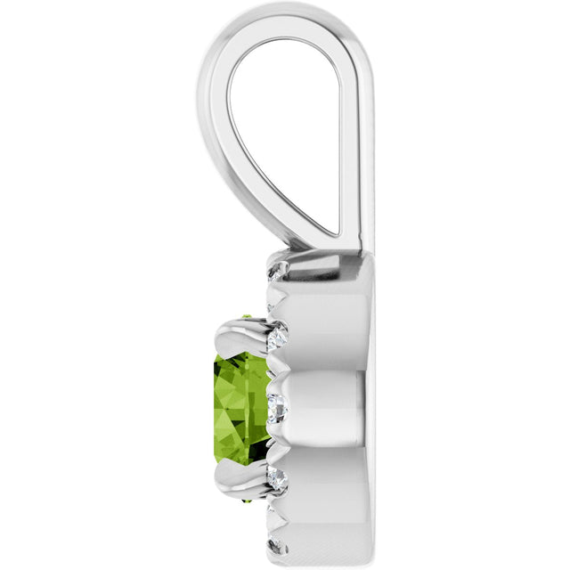 Platinum Emerald Natural Peridot Halo-Style Necklace or Pendant - view 6