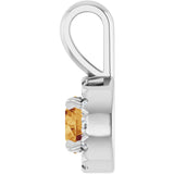 14K Gold Emerald Natural Citrine Halo-Style Necklace or Pendant - White Gold - view 6