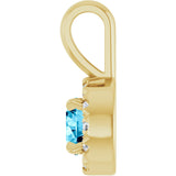 14K Gold Emerald Natural Aquamarine Halo-Style Necklace or Pendant - Yellow Gold - view 6