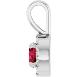 Platinum Emerald Lab-Grown Ruby Halo-Style Necklace or Pendant - view 6