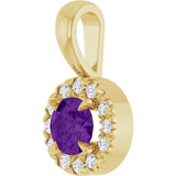 14K Gold Emerald Natural Amethyst Halo-Style Necklace or Pendant - Yellow Gold - view 5