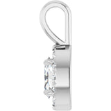 14K Gold Emerald Natural White Sapphire Halo-Style Necklace or Pendant - White Gold - view 6