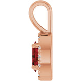 14K Gold Emerald Natural Mozambique Garnet Halo-Style Necklace or Pendant - Rose Gold - view 6