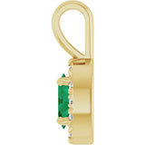 14K Gold Emerald Lab-Grown Emerald Halo-Style Necklace or Pendant - Yellow Gold - view 6