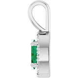 Platinum Emerald Lab-Grown Emerald Halo-Style Necklace or Pendant - view 6