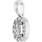 14K Gold Emerald Natural White Sapphire Halo-Style Necklace or Pendant - White Gold - view 5