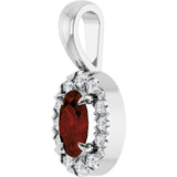 14K Gold Emerald Natural Mozambique Garnet Halo-Style Necklace or Pendant - White Gold - view 5