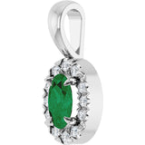 14K Gold Emerald Lab-Grown Emerald Halo-Style Necklace or Pendant - White Gold - view 5
