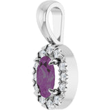 Platinum Emerald Lab-Grown Alexandrite Halo-Style Necklace or Pendant - view 5