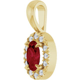 14K Gold Emerald Lab-Grown Ruby Halo-Style Necklace or Pendant - Yellow Gold - view 5
