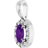 Platinum Emerald Natural Amethyst Halo-Style Necklace or Pendant - view 5