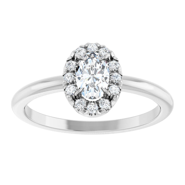14K Gold Emerald Natural White Sapphire Halo-Style Ring - White Gold - view 8