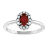Platinum Emerald Natural Mozambique Garnet Halo-Style Ring - view 8