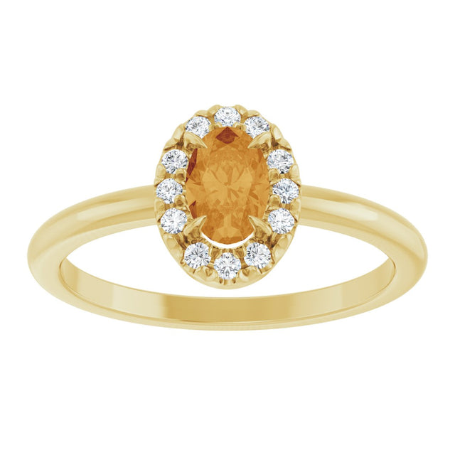 14K Gold Emerald Natural Citrine Halo-Style Ring - Yellow Gold - view 8
