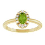 14K Gold Emerald Natural Peridot Halo-Style Ring - Yellow Gold - view 8