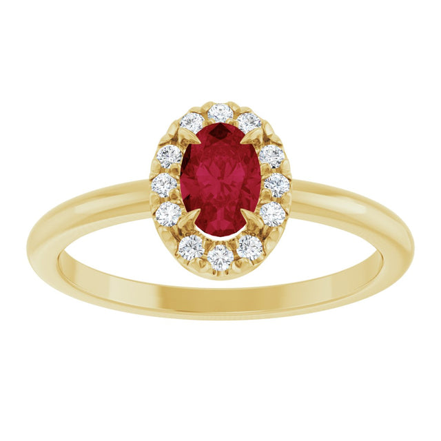 14K Gold Emerald Natural Ruby Halo-Style Ring - Yellow Gold - view 8